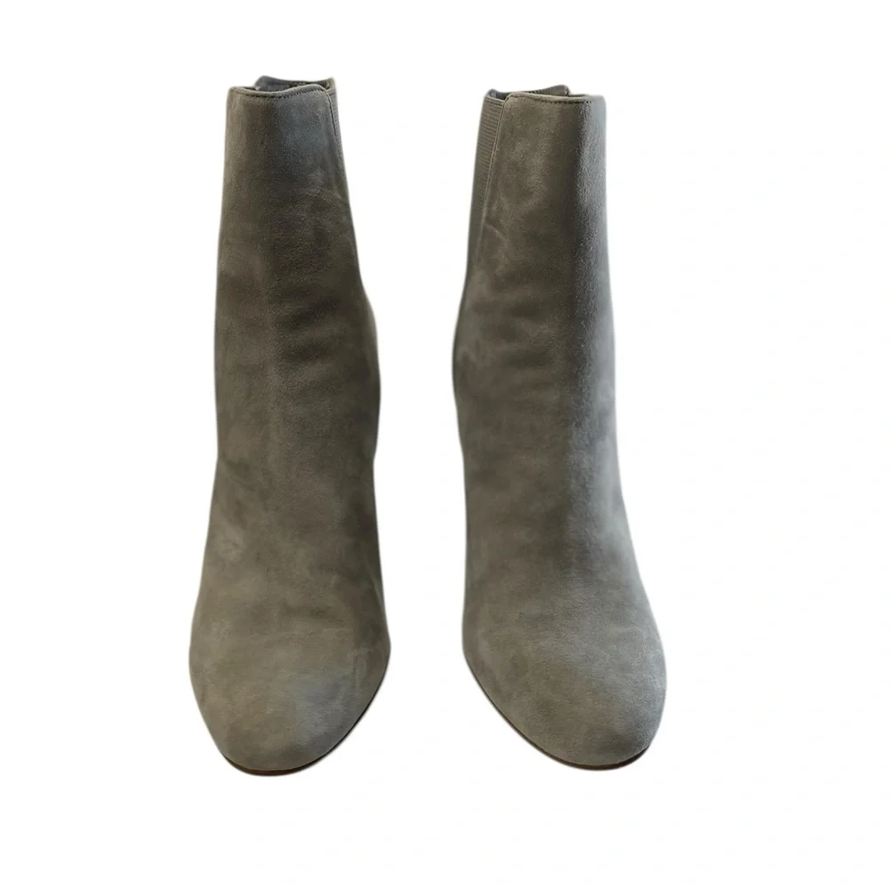 Steve Madden Suede Leather Ankle Effect Preppy Almond Toe Booties 7.5 Stone Gray